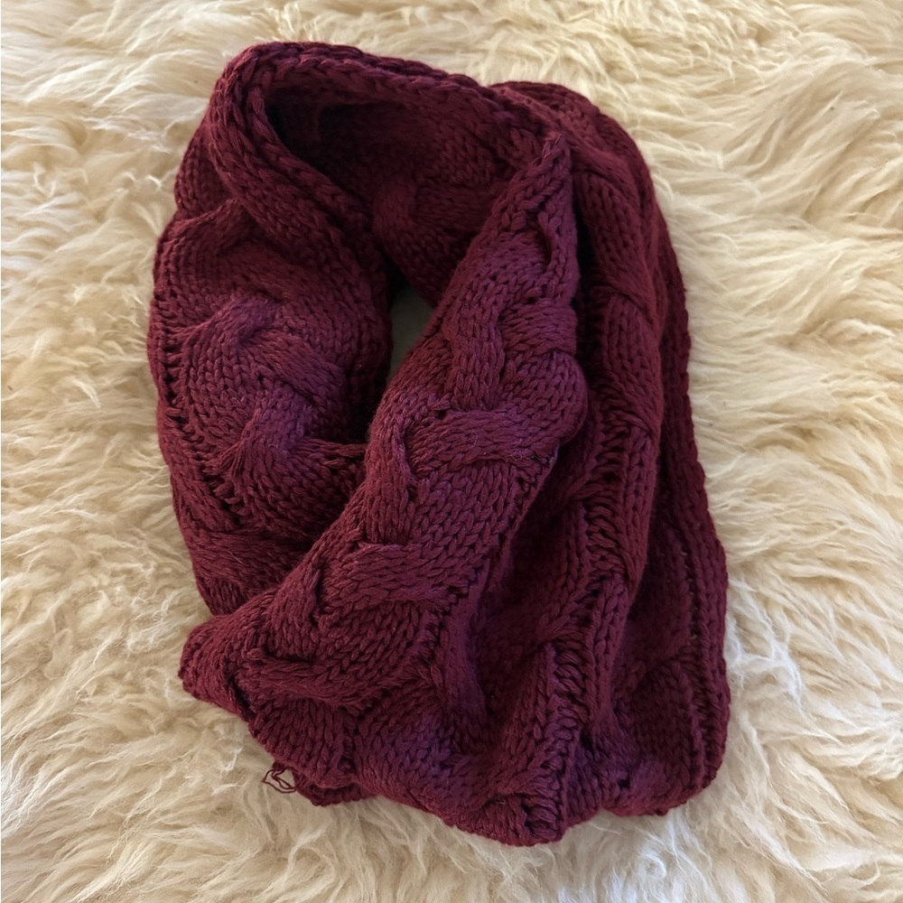 Cable Knit Burgundy Infinity Scarf